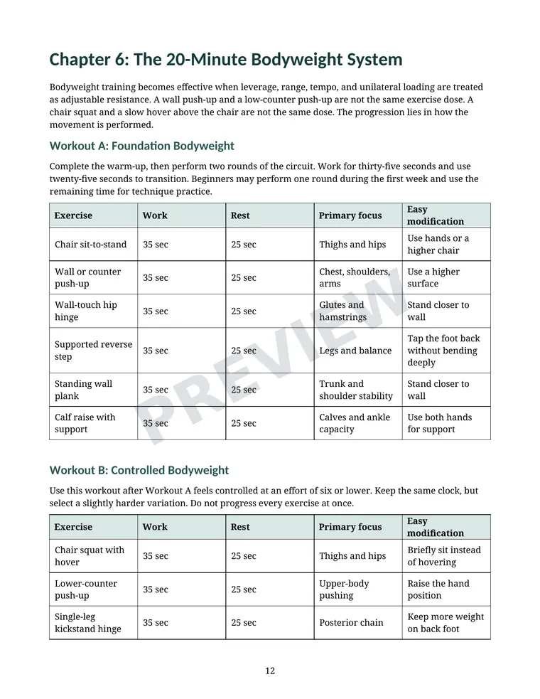 Bodyweight workout preview